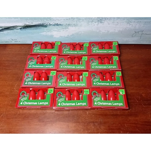 Other - 48 Vintage Christmas Replacement Lights C 9 1/4 120 Volt Lamps Bulbs Red/Rose